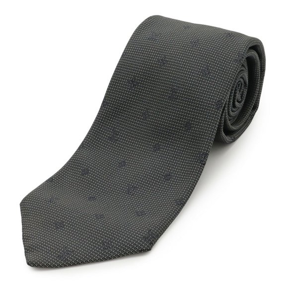 LOUIS VUITTON Monogram Jacquard Tie 100% Silk Gray